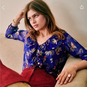 Sezane Priscille silk blouse size 34 NWT